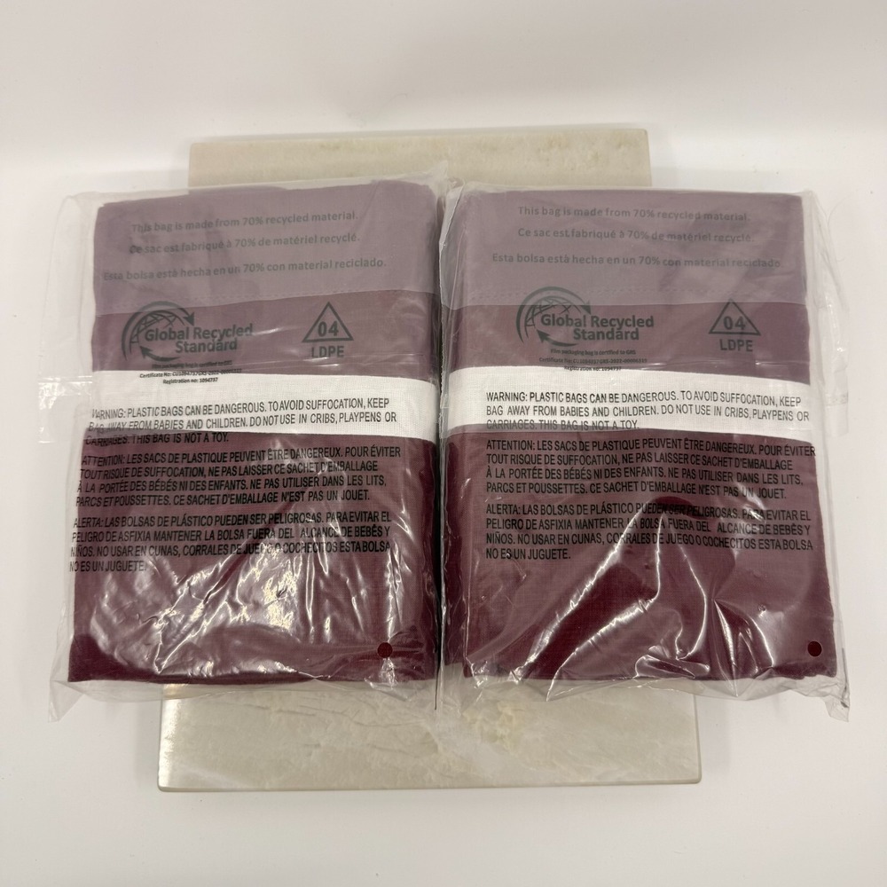 Pottery Barn Belgian Flax Linen Merlot Set Of Two Euro Shams Luxury Natural - Picture 4 of 5